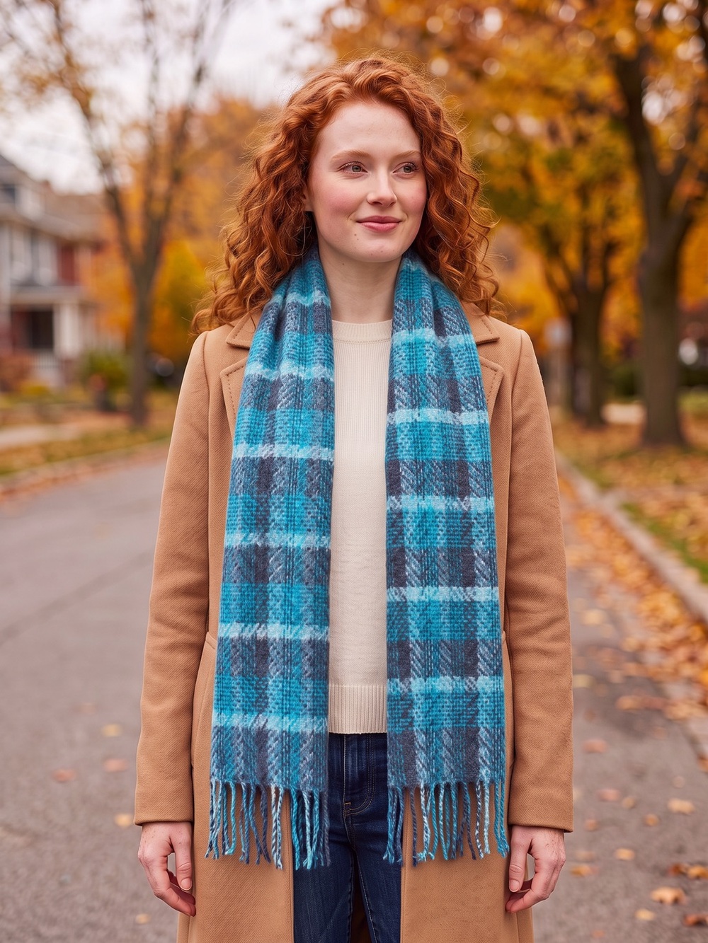 Blue Plaid Scarf